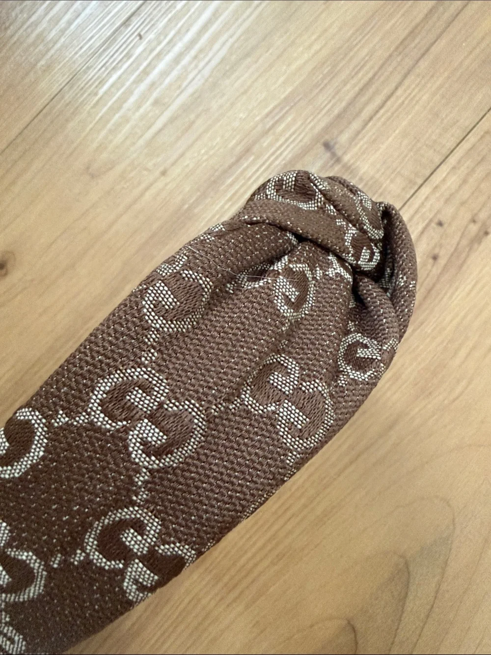 GG Wide Turban Twist Top Brown Canvas Monogram Headband